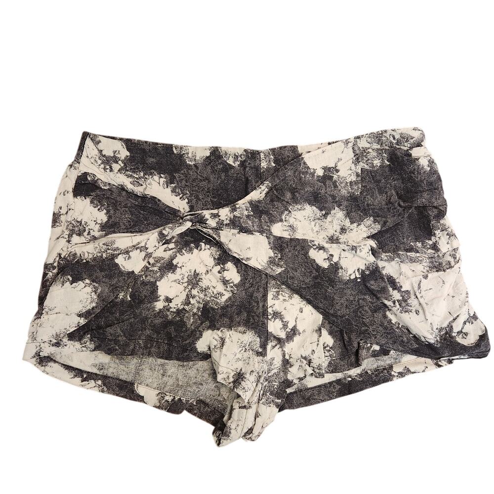 Free People Charcoal Wrap Front Tie Dye Shorts Linen Blend Size Medium
